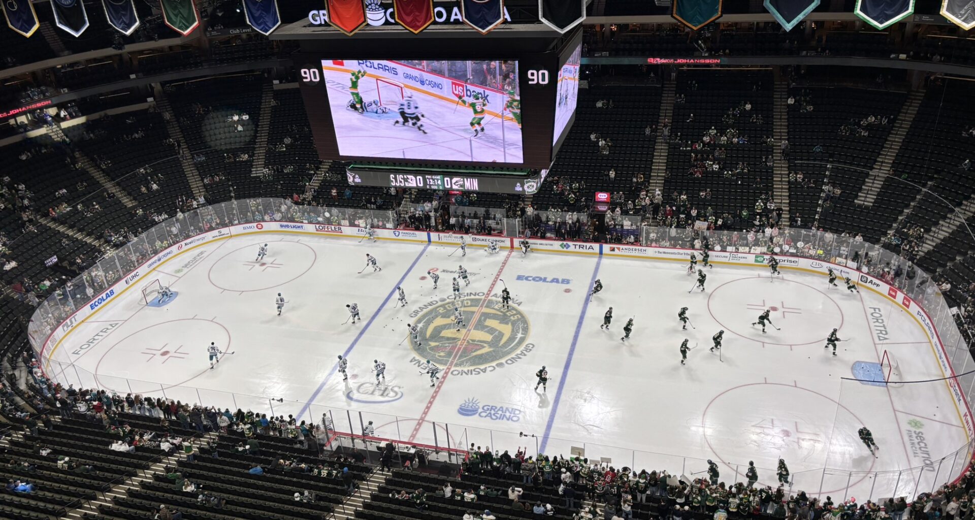 San Jose Sharks warmup against the Minnesota Wild