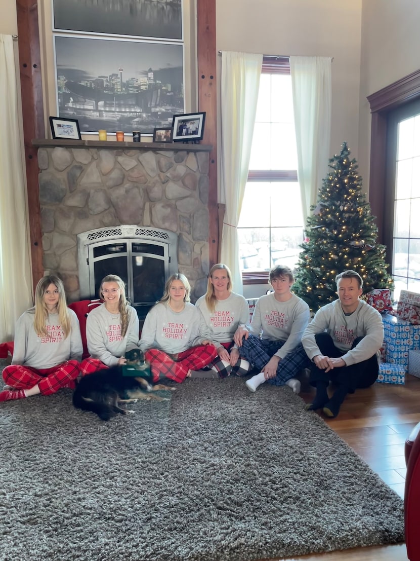 Gulutzan family poses for photo on Christmas. Left to right: Brielle, Emma, Grace, Nicole,...