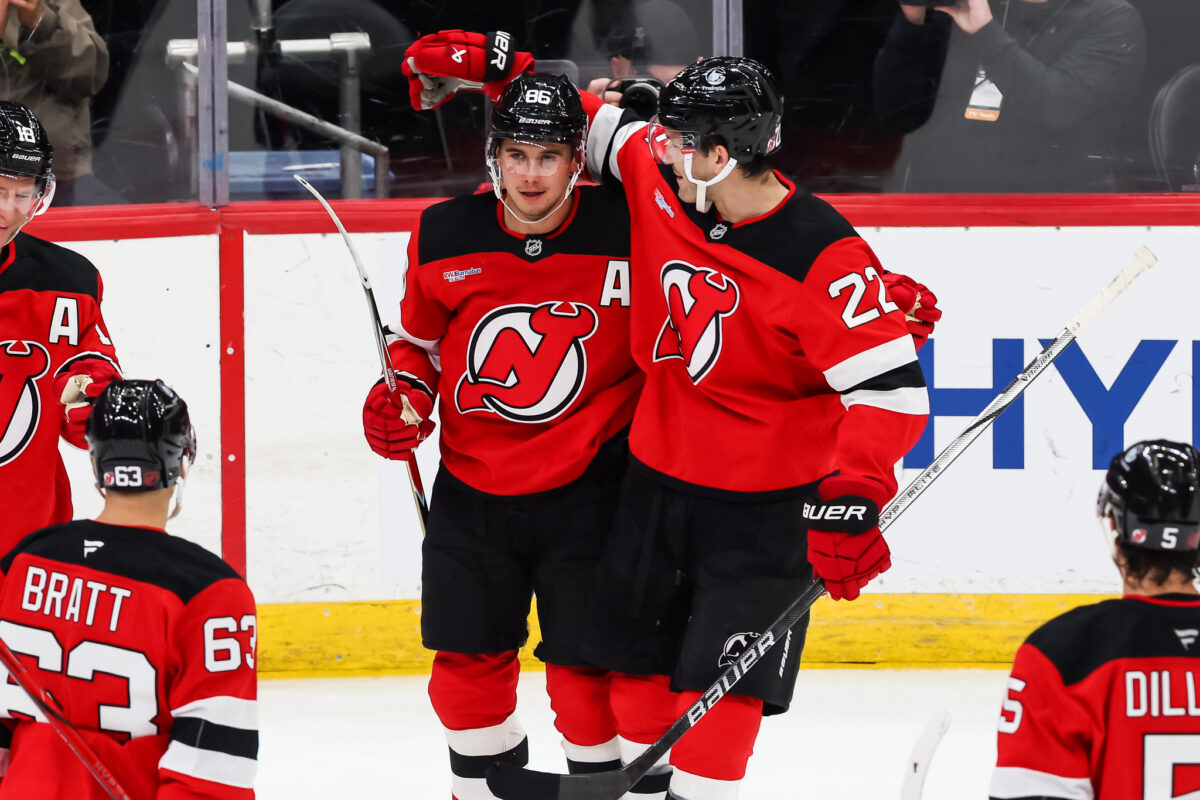 Jack Hughes Brett Pesce New Jersey Devils