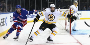 Jonathan Aspirot skating for the Boston Bruins