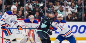 Jordan Eberle skating for the Seattle Kraken