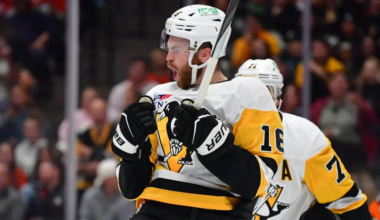 Justin Brazeau skating for the Pittsburgh Penguins