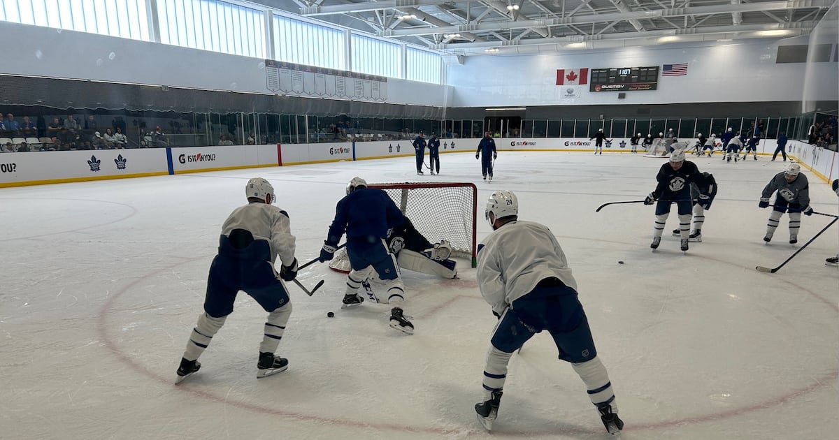 Hundreds of students pack Muskoka arena to watch Toronto Maple Leafs hit the ice - CTV News