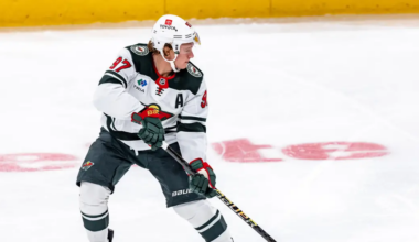 Kirill Kaprizov #97 skating for the Minnesota Wild