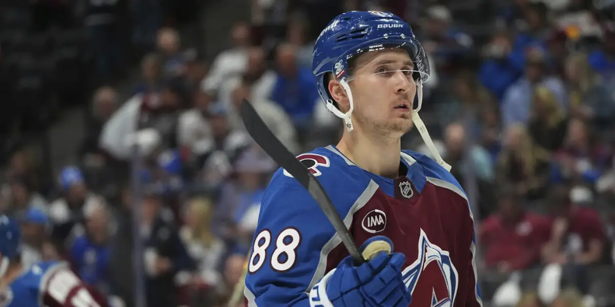 Martin Necas skating for the Colorado Avalanche