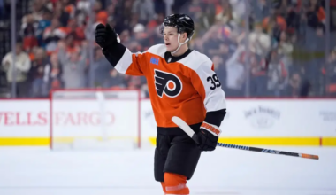 Matvei Michkov skating for the Philadelphia Flyers