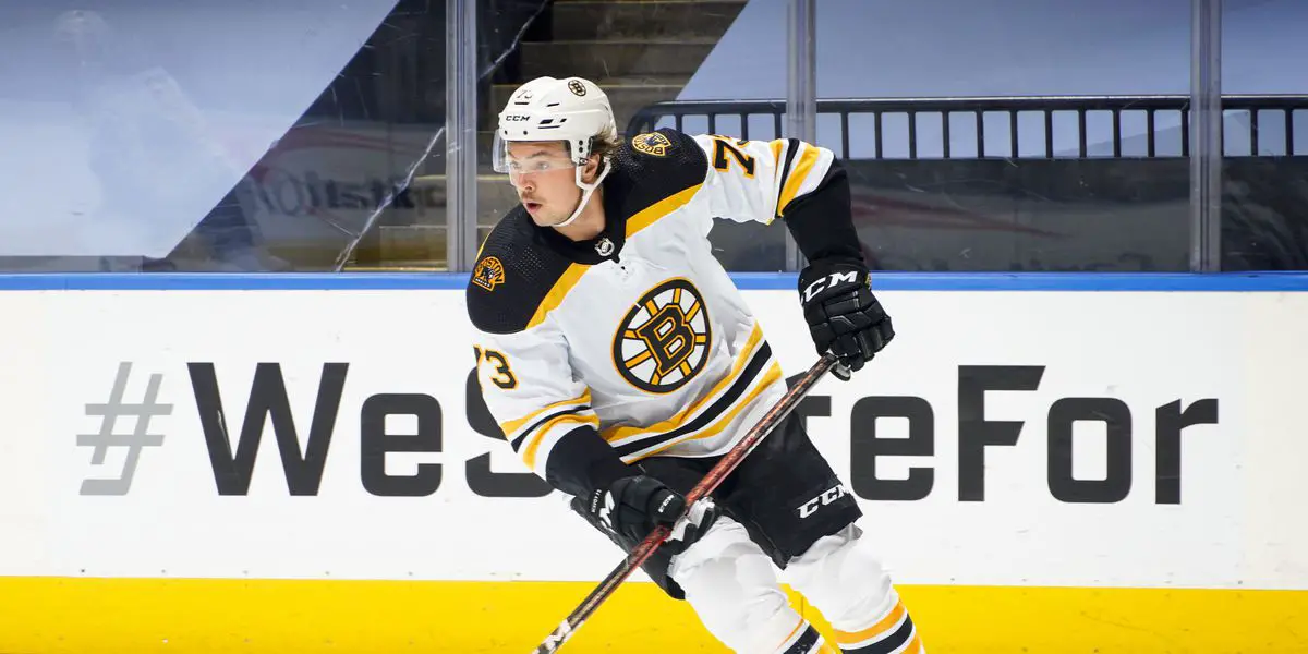 Charlie McAvoy skating for the Boston Bruins