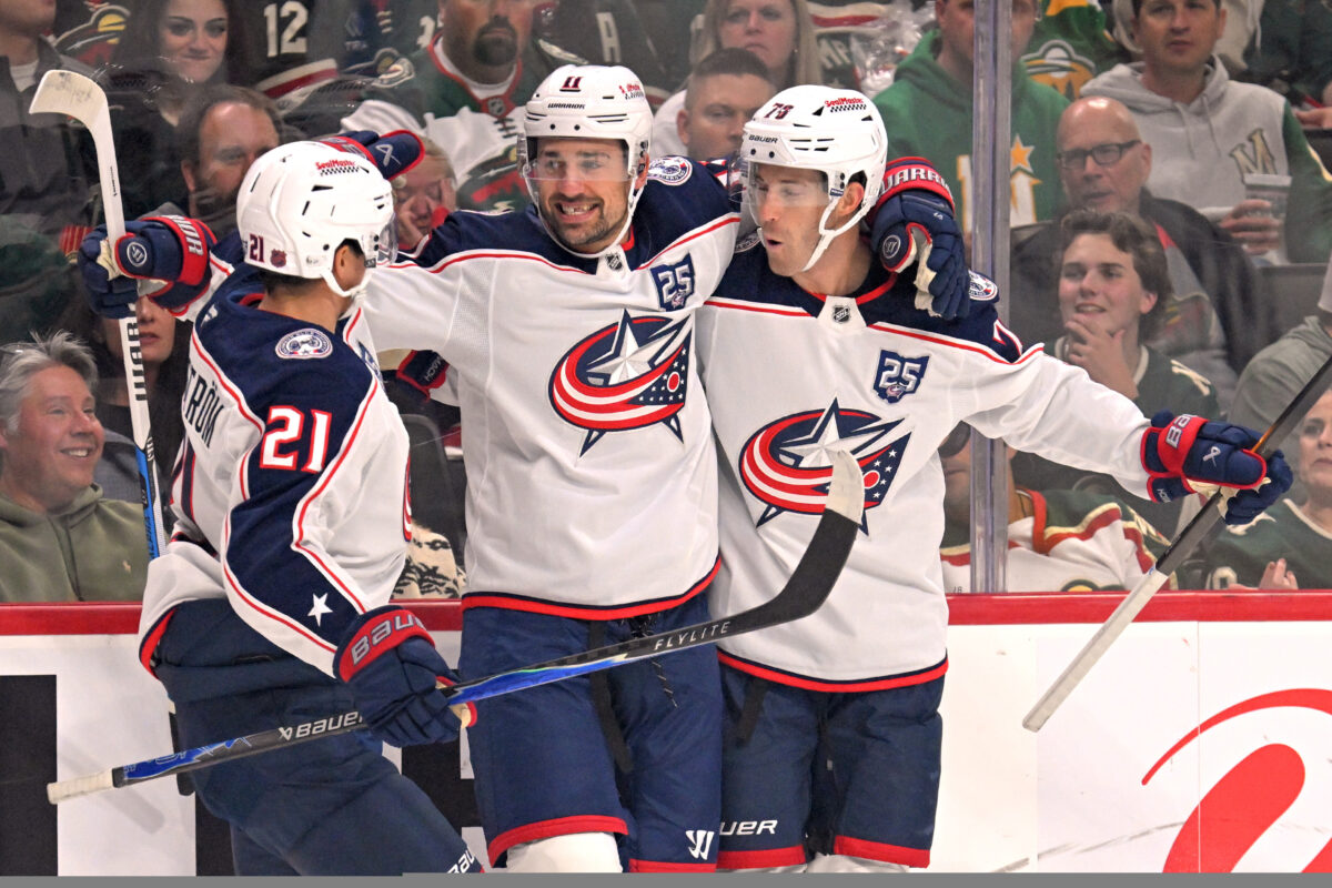 Miles Wood Columbus Blue Jackets Celebrate