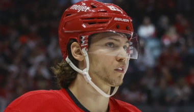 Moritz Seider skating for the Detroit Red Wings