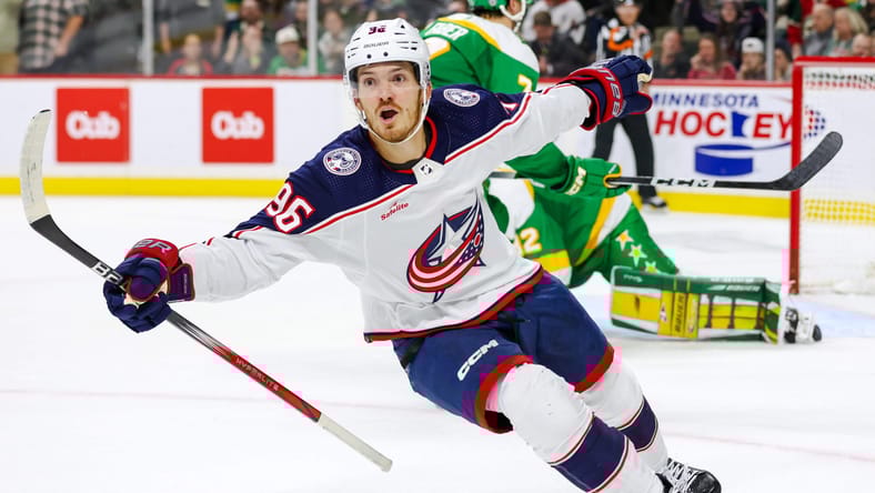 Jack Roslovic - Columbus Blue Jackets at Minnesota Wild