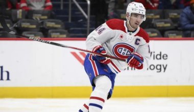 Nick Suzuki skating for the Montreal Canadiens