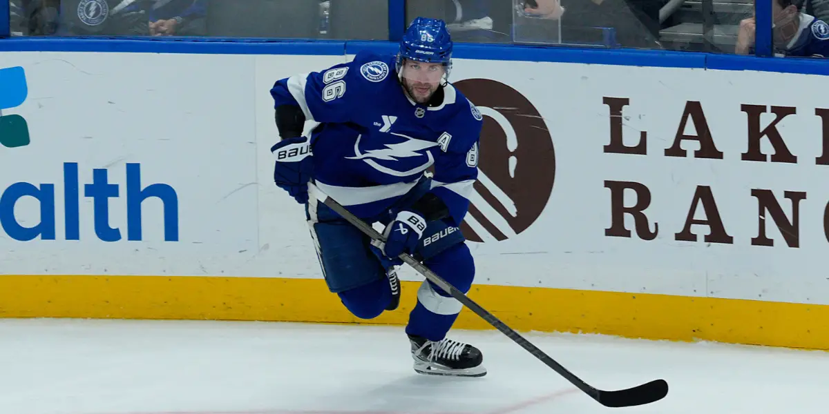 Nikita Kucherov skating for the Tampa Bay Lightning