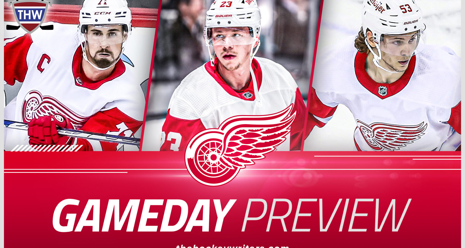 Detroit Red Wings Gameday Dylan Larkin, Lukas Raymond, Moritz Sider