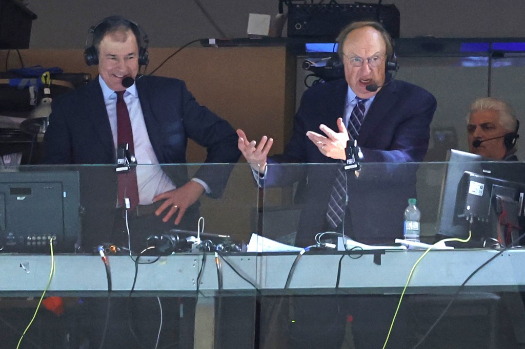 Sam Rosen (right) and Joe Micheletti retired from the Rangers MSG  TV broadcast booth after last season.