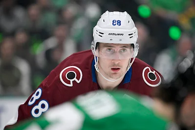 Martin Necas, Colorado Avalanche center Martin Necas, Colorado Avalanche center, awaits face-off