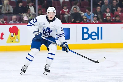 Easton Cowan, Toronto Maple Leafs forward Easton Cowan, Toronto Maple Leafs forward, during game action