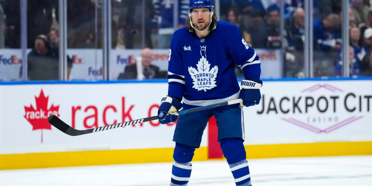 Chris Tanev Standing at the blueline for Toronto Maple Leafs