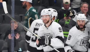 Kings’ Adrian Kempe appears to flash ‘Horns Down’ sign after scoring OT winner vs. Stars