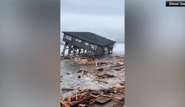 At least 5 coastal homes collapse into Atlantic Ocean as hurricanes churn offshore