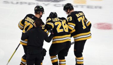 Boston Bruins F Elias Lindholm out multiple weeks after injury vs. Sabres