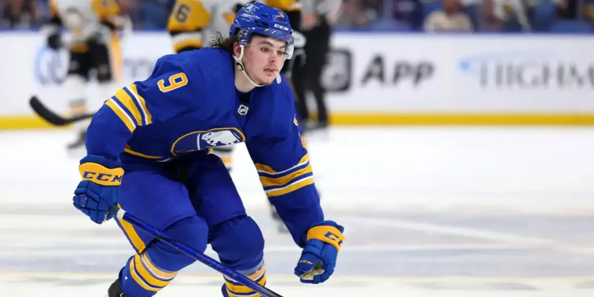 Zach Benson skating for the Buffalo Sabres