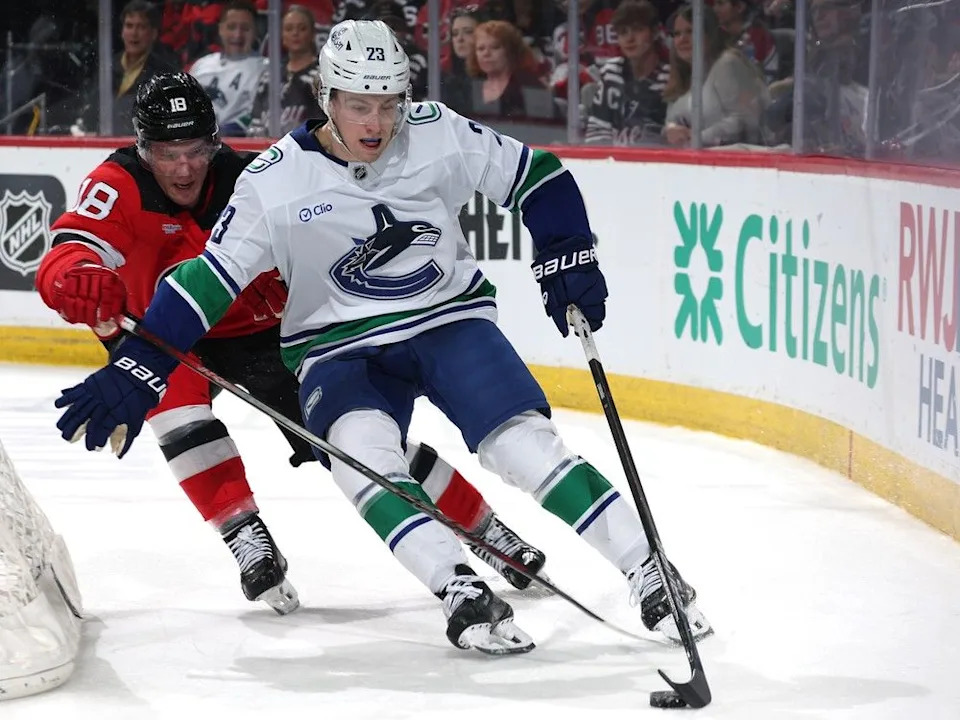 Jonathan Lekkerimäki, who got into 24 games last season with the Canucks last season, is taking part with the Vancouver prospects in a two-game showdown against the Seattle Kraken this weekend.