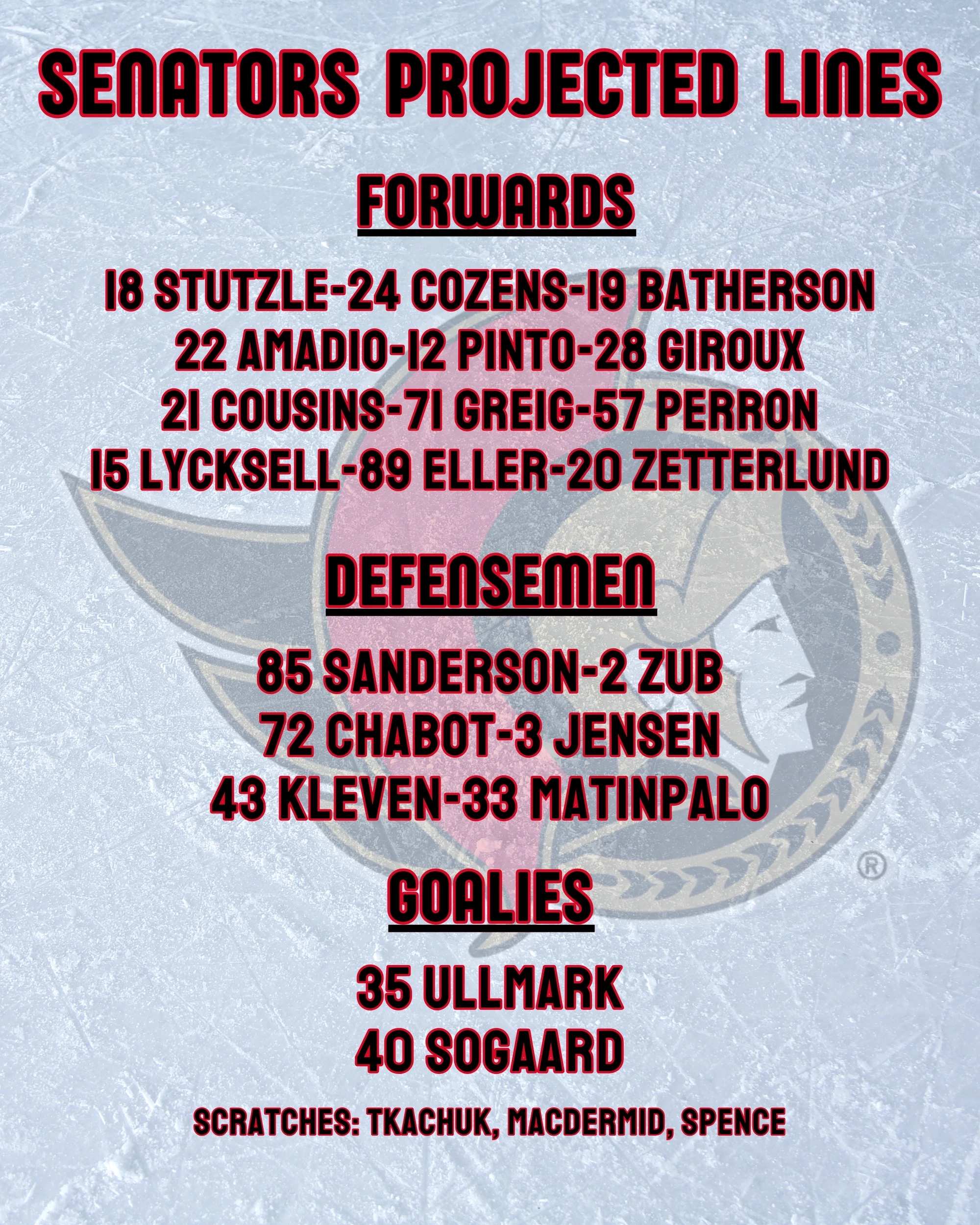 Senators Lines 10-23-2025