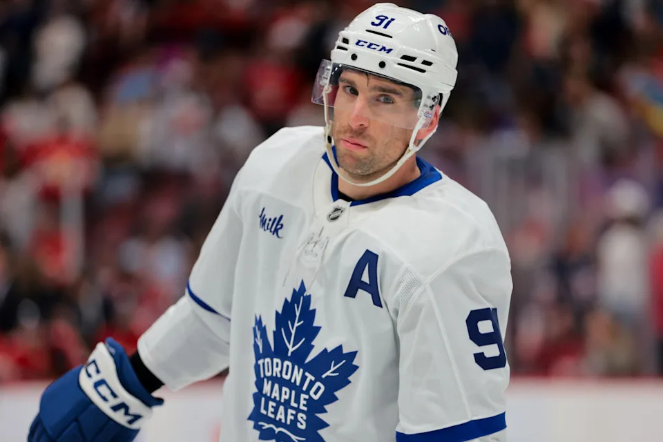 Toronto Maple Leafs center John Tavares (91) during a stoppage in play.Sam Navarro-Imagn Images