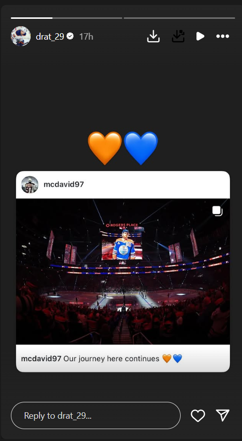 Leon Draisaitl shares excitement over Connor McDavid’s contract deal (via: Instagram) Connor McDavid’s contract deal