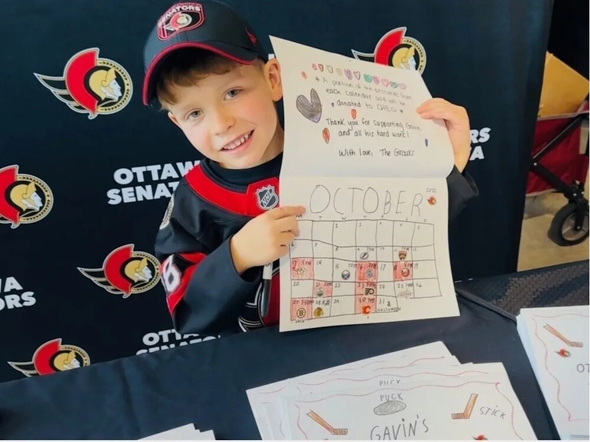 Gavin Giroux, son of Senators forward Claude, assists charities with homemade calendar