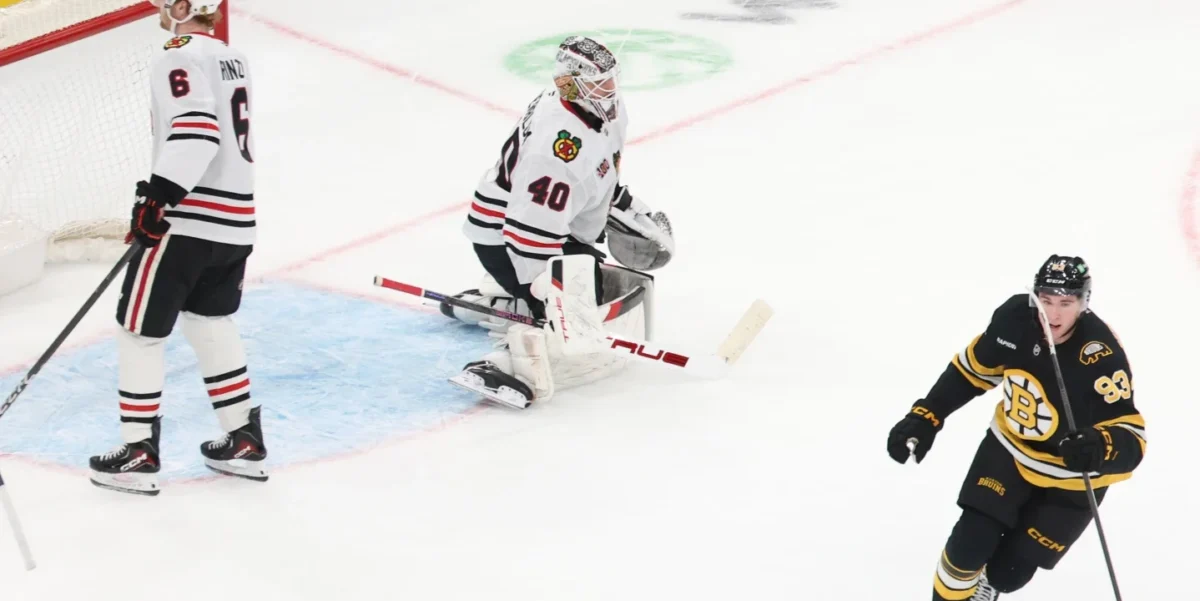 Fraser Minten scores for the Boston Bruins in OT