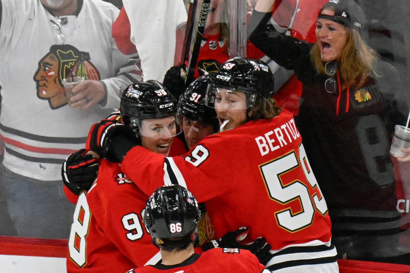 Chicago Blackhawks celebrating a goal