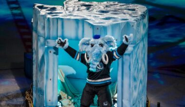 Utah Mammoth mascot Tusky revealed before Delta Center opener vs. Calgary Flaems