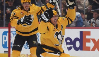 Penguins debut new gold third jerseys during home opener win vs. Islanders