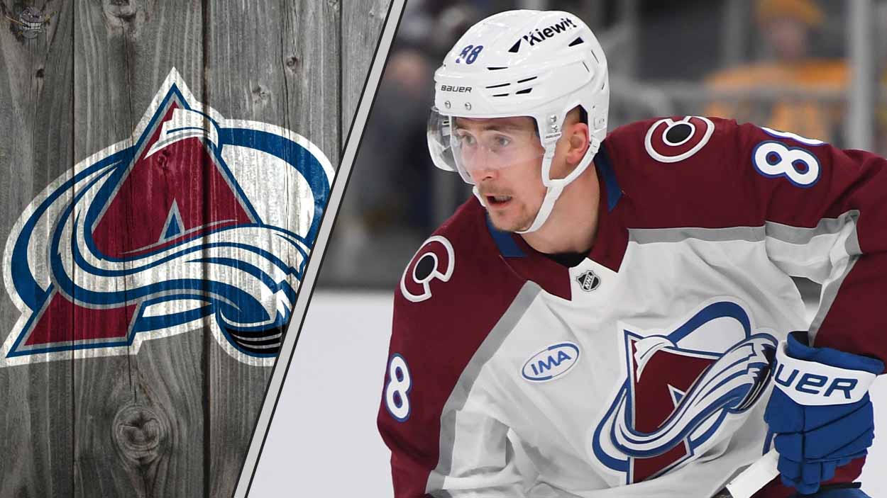 Colorado Avalanche forward Martin Necas skates with the puck during a game.
