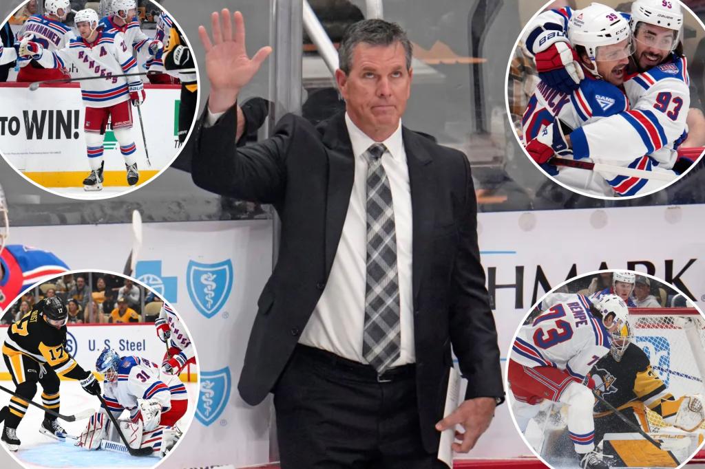 Rangers throttle Penguins in victorious return for Mike Sullivan
