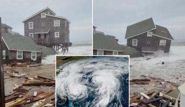 Five coastal homes collapse as hurricanes ravage North Carolina's Outer Banks