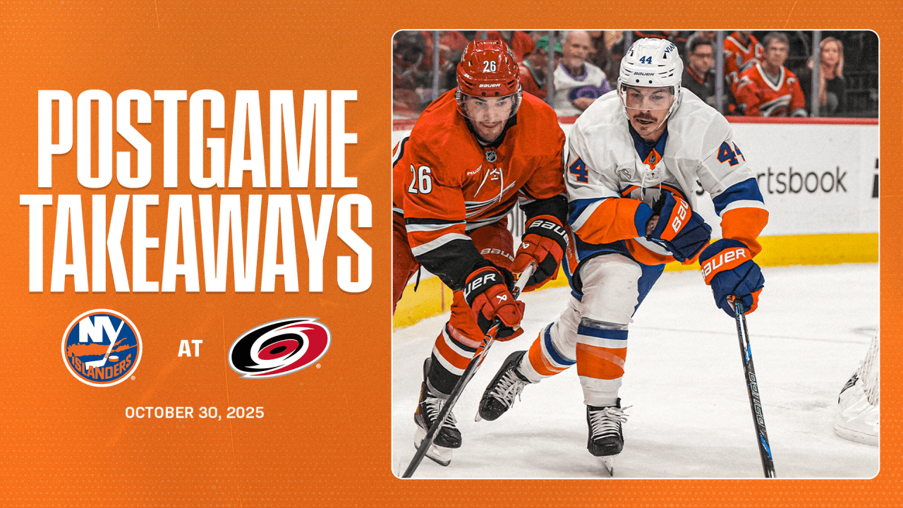 Takeaways: Islanders Drop Third Straight Game with 6-2 Loss to Hurricanes 