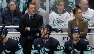 Seattle Kraken Lane Lambert coach Jessica Campbell...