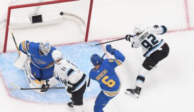 Cooley has natural hat trick, Mammoth score 7 to defeat Blues