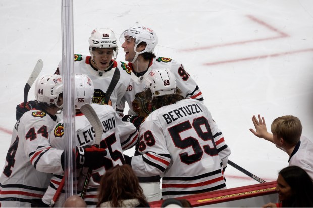 Frank Nazar scores the first goal against Sergei Bobrovsky during...