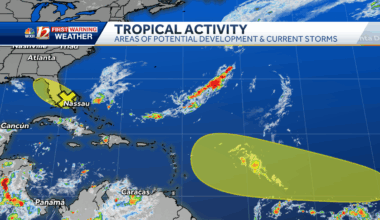 New tropical areas of interest; Chance of North Carolina impacts