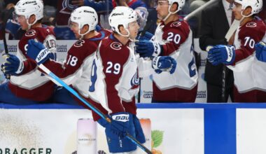Avs' MacKinnon punctuates hot start with stick twirl in 2-goal outing at Buffalo
