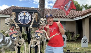 Panthers fan creates spooky-themed front yard Halloween display