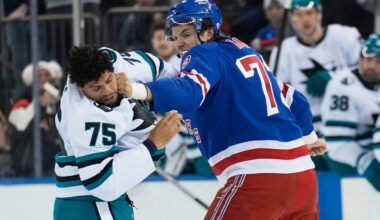 Matt Rempe and Ryan Reaves drop the gloves for a throwback hockey fight