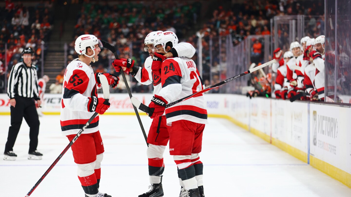 Seth Jarvis scores twice and the Carolina Hurricanes stay unbeaten, beating the Ducks 4-1