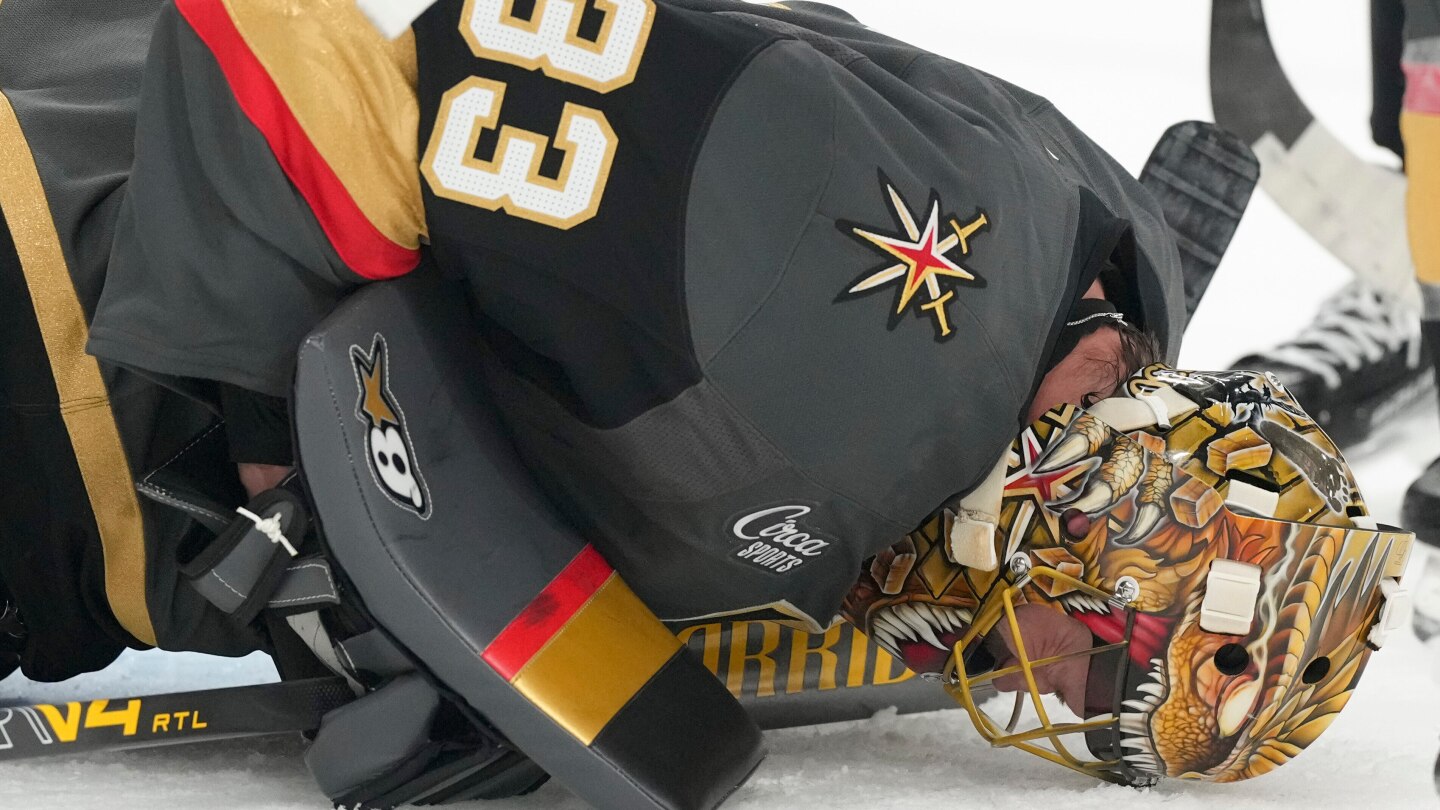 Golden Knights goalie Adin Hill leaves game in first period with injury