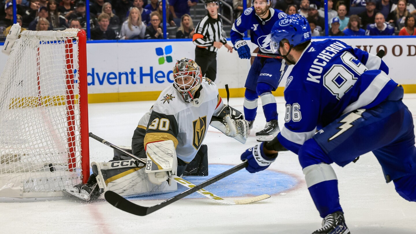 Nikita Kucherov scores 33 seconds into OT to give Lightning 2-1 win over Golden Knights
