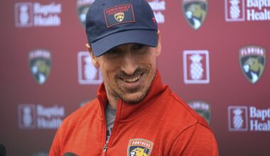 Injured Brad Marchand returns to the Boston ice with the Panthers — but just in practice, for now