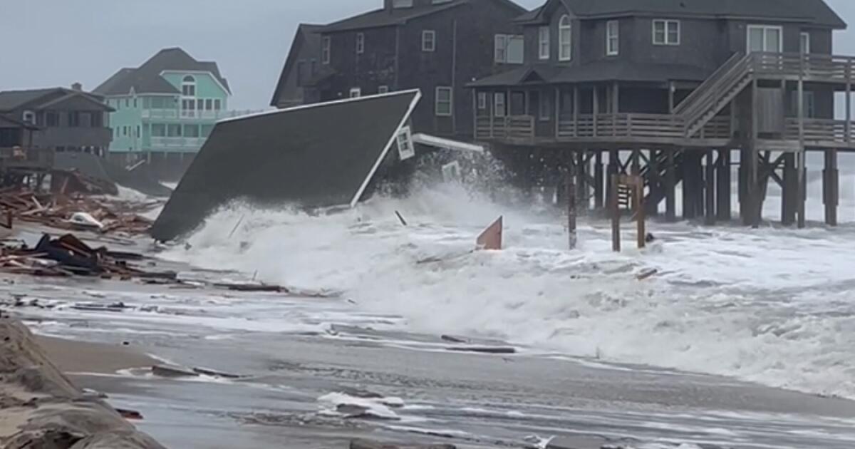 Beachfront houses collapse into the Atlantic surf along North Carolina's Outer Banks